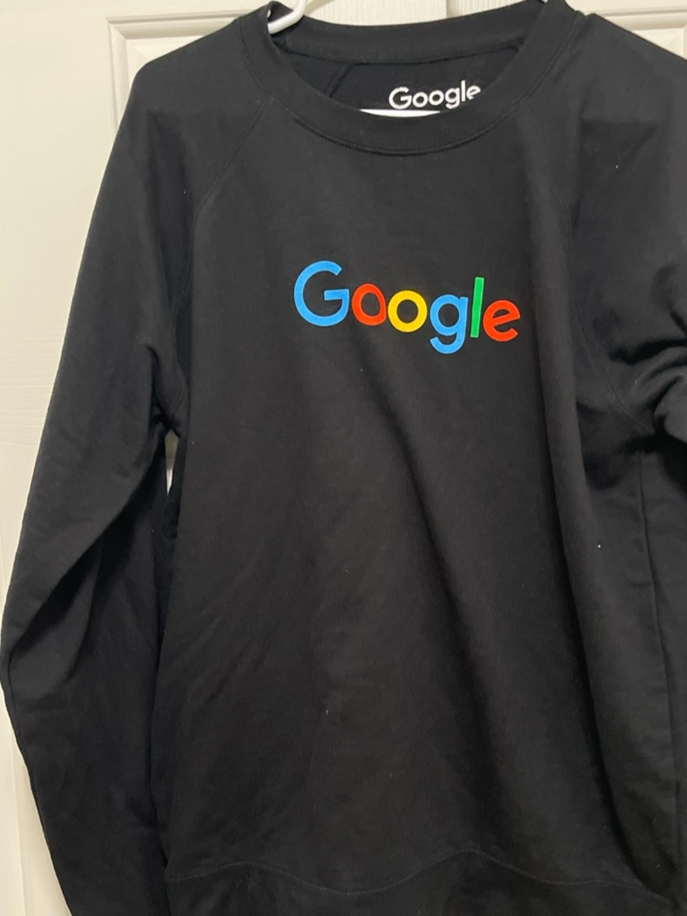 Google Black Crewneck Sweatshirt with Multi-Color Logo